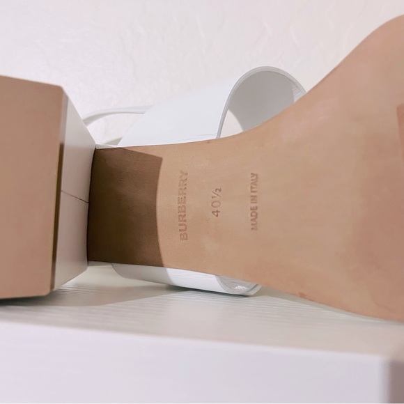 Burberry Virginia Block Heel Sandals - Optic White Size 40.5 - Picture 14 of 16